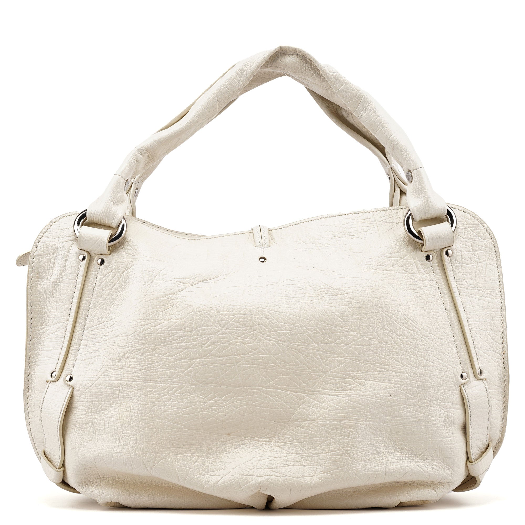 Celine White Leather Bittersweet Hobo Bag