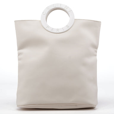 Celine White Nylon Plastic Handle Bag