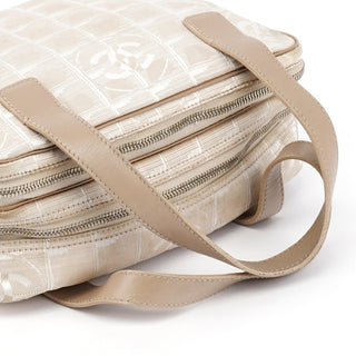 Chanel Beige Nylon Leather Quilted 2-Way Bag