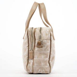 Chanel Beige Nylon Leather Quilted 2-Way Bag