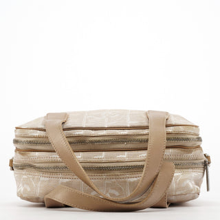 Chanel Beige Nylon Leather Quilted 2-Way Bag