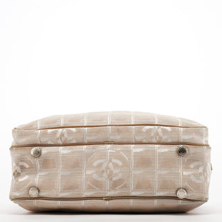 Chanel Beige Nylon Leather Quilted 2-Way Bag
