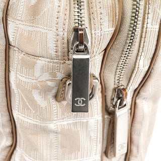 Chanel Beige Nylon Leather Quilted 2-Way Bag