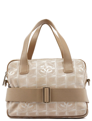 Chanel Beige Nylon Leather Quilted 2-Way Bag
