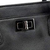 Chanel Black Leather 2.55 Turnlock Tote Bag