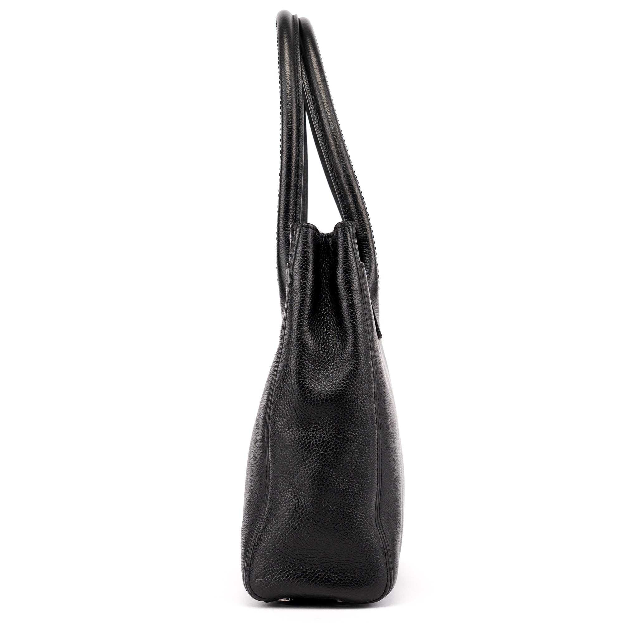 Chanel Black Leather 2.55 Turnlock Tote Bag