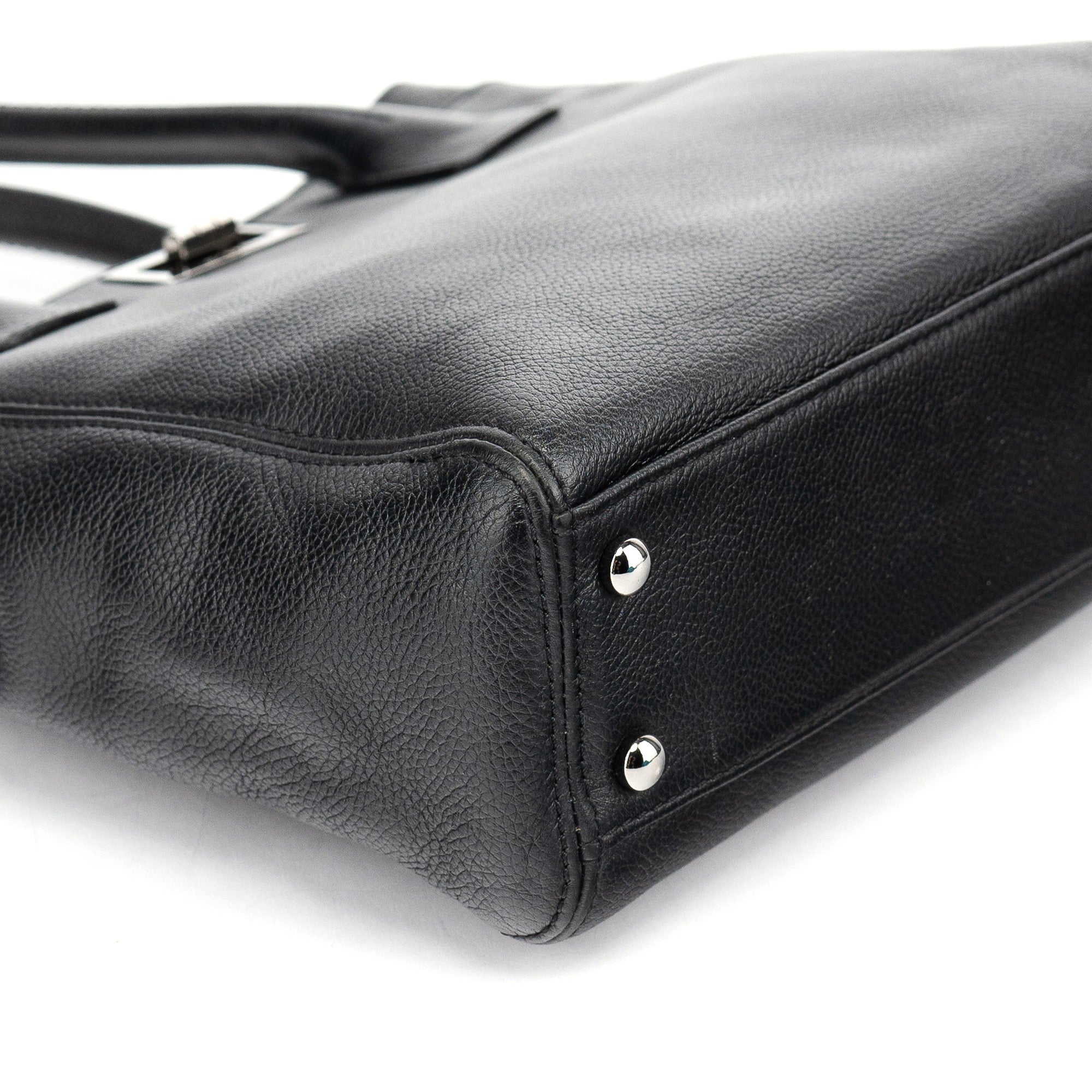 Chanel Black Leather 2.55 Turnlock Tote Bag
