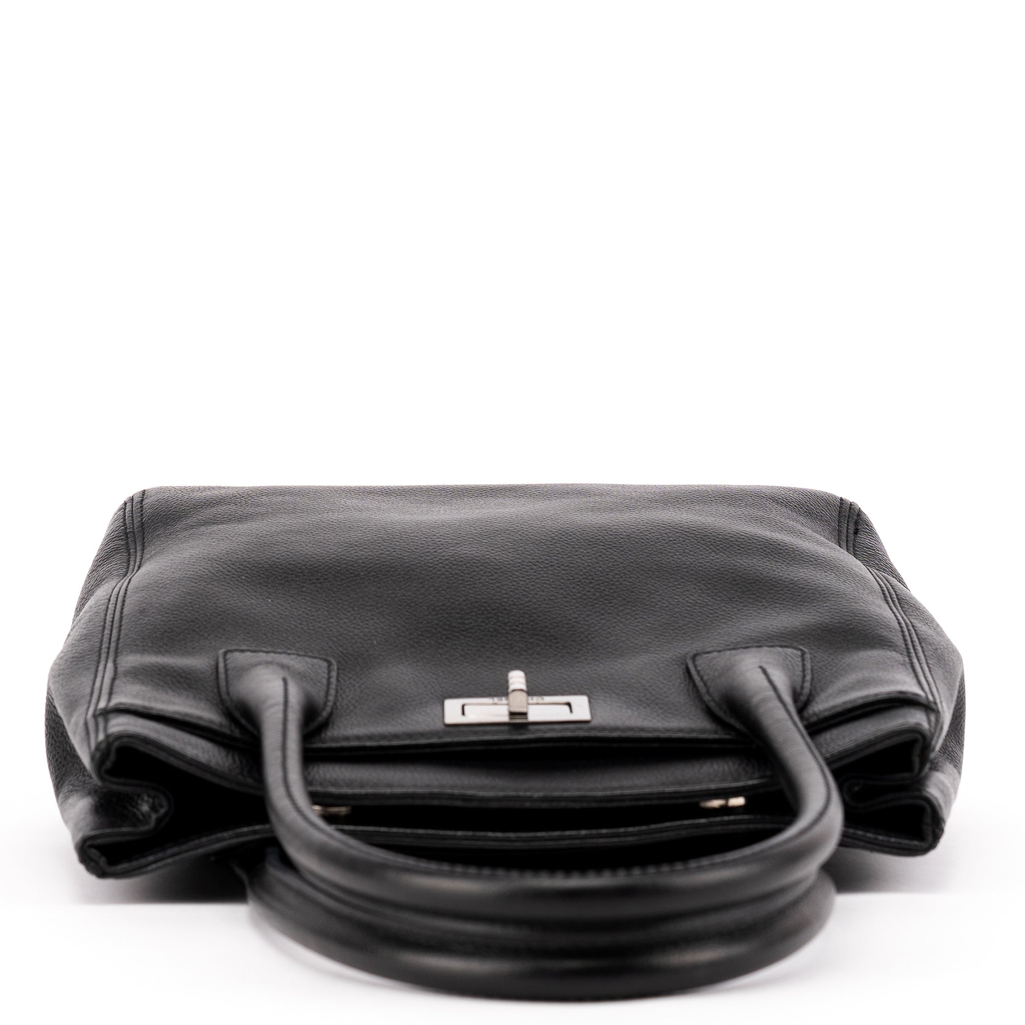 Chanel Black Leather 2.55 Turnlock Tote Bag