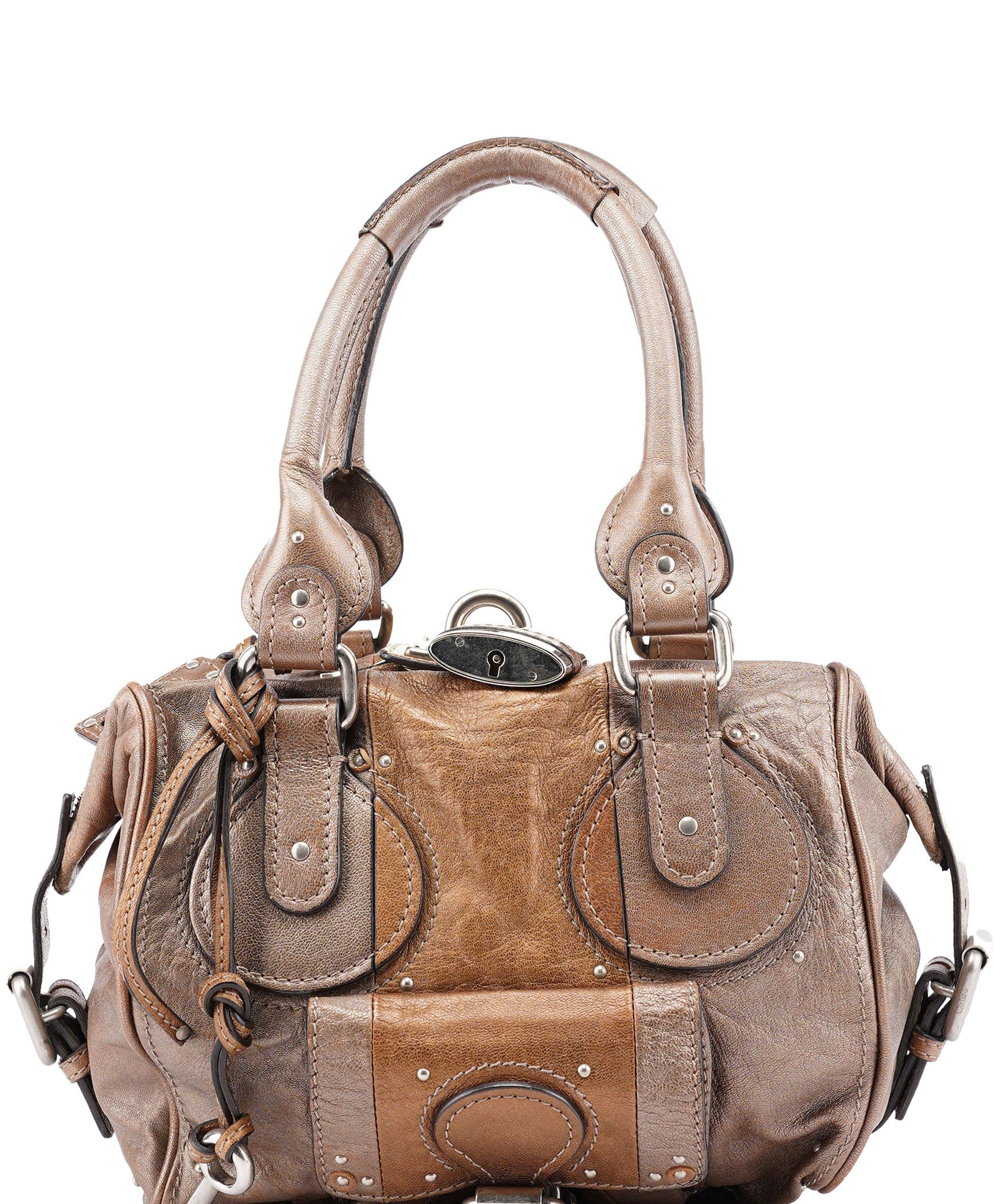 Chloé 2-Tone Brown Lambskin Paddington Shoulder Bag