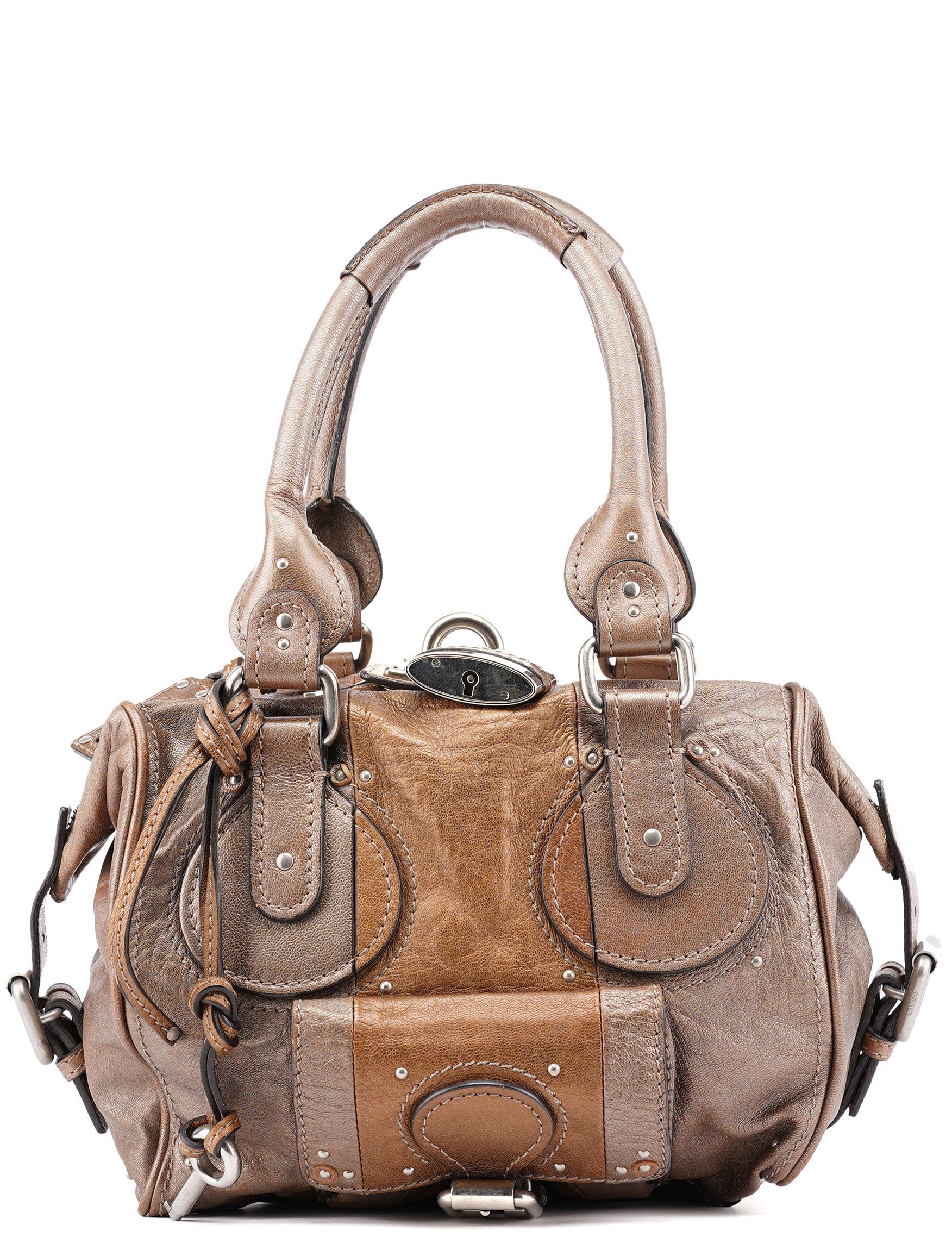 Chloé 2-Tone Brown Lambskin Paddington Shoulder Bag