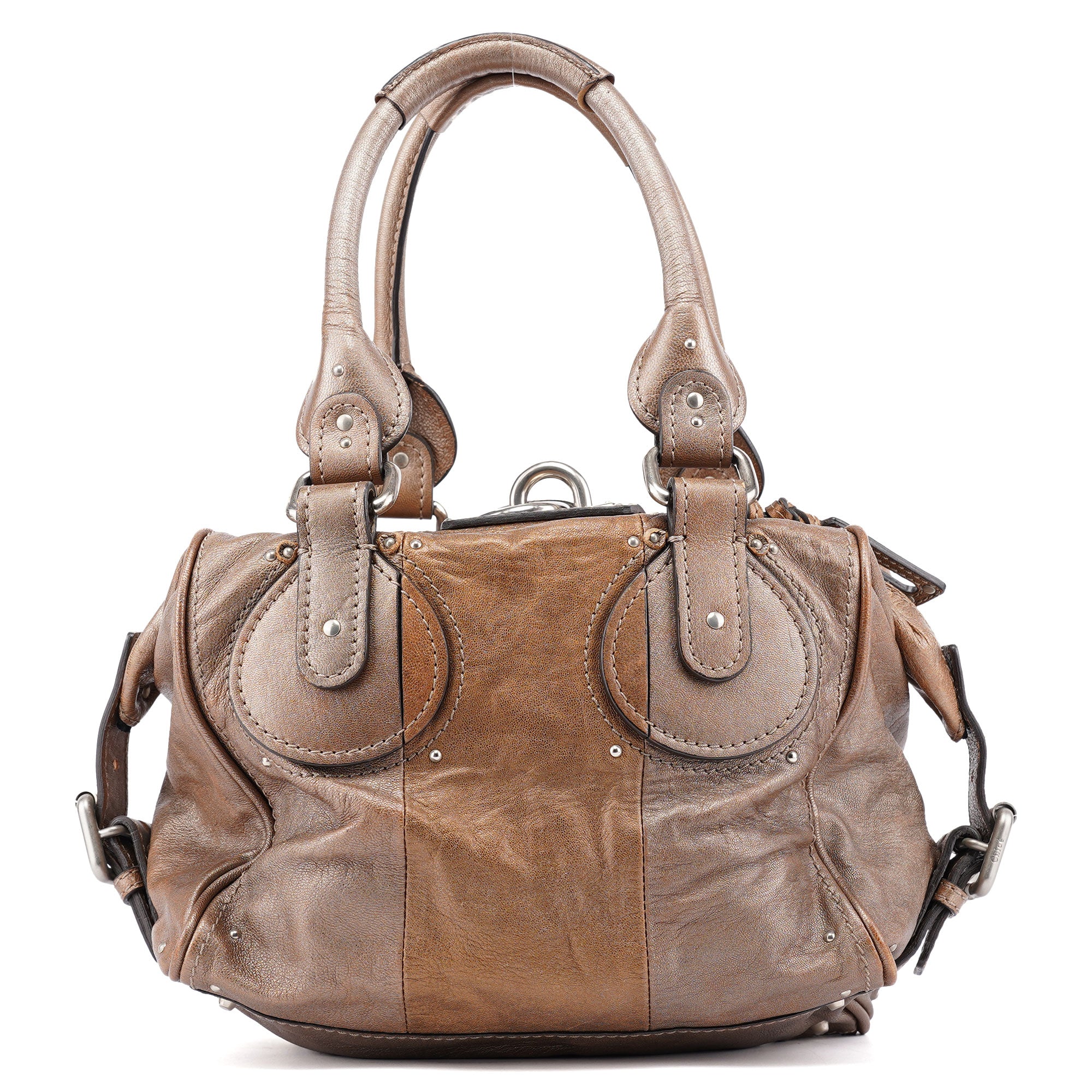 Chloé 2-Tone Brown Lambskin Paddington Shoulder Bag