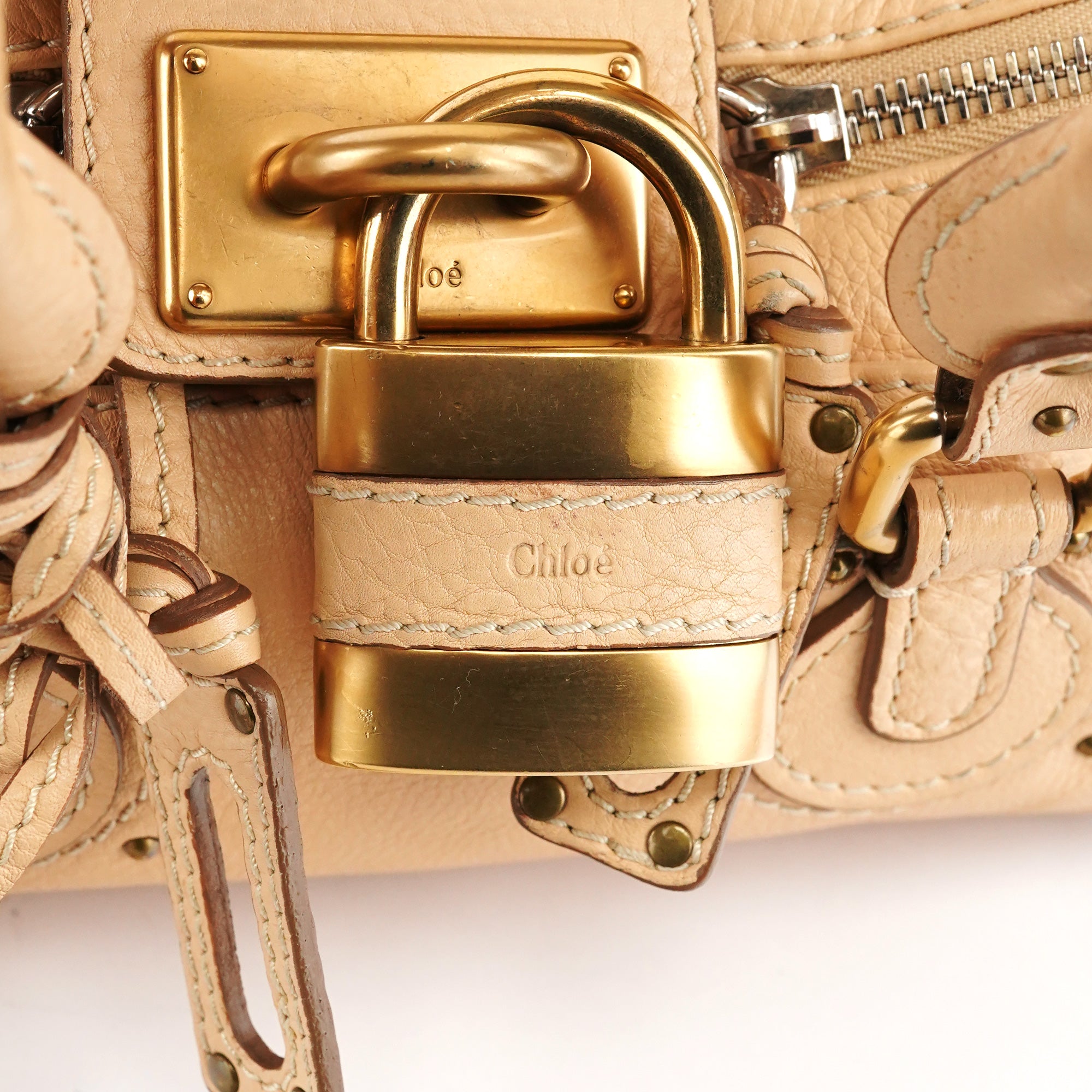 Chloé Sac porté épaule Paddington petit modèle en cuir beige