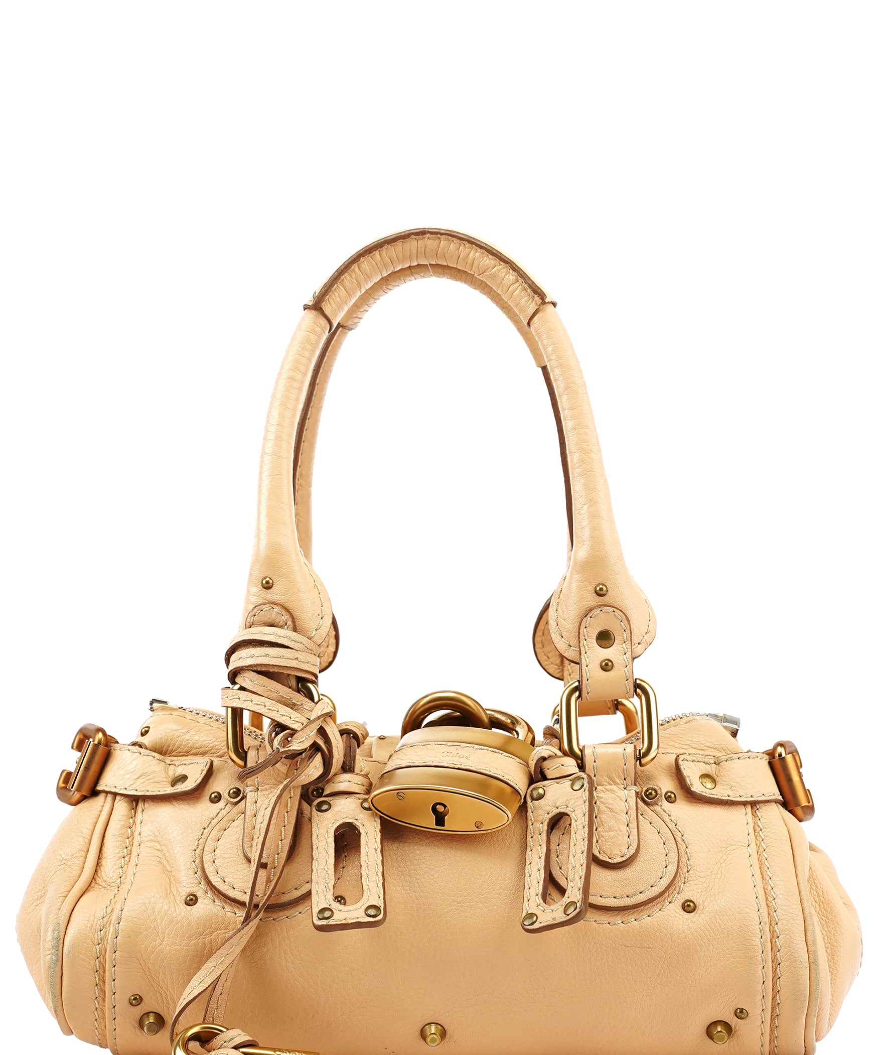 Chloe 5366 Beige Leather Paddington Shoulder Bag