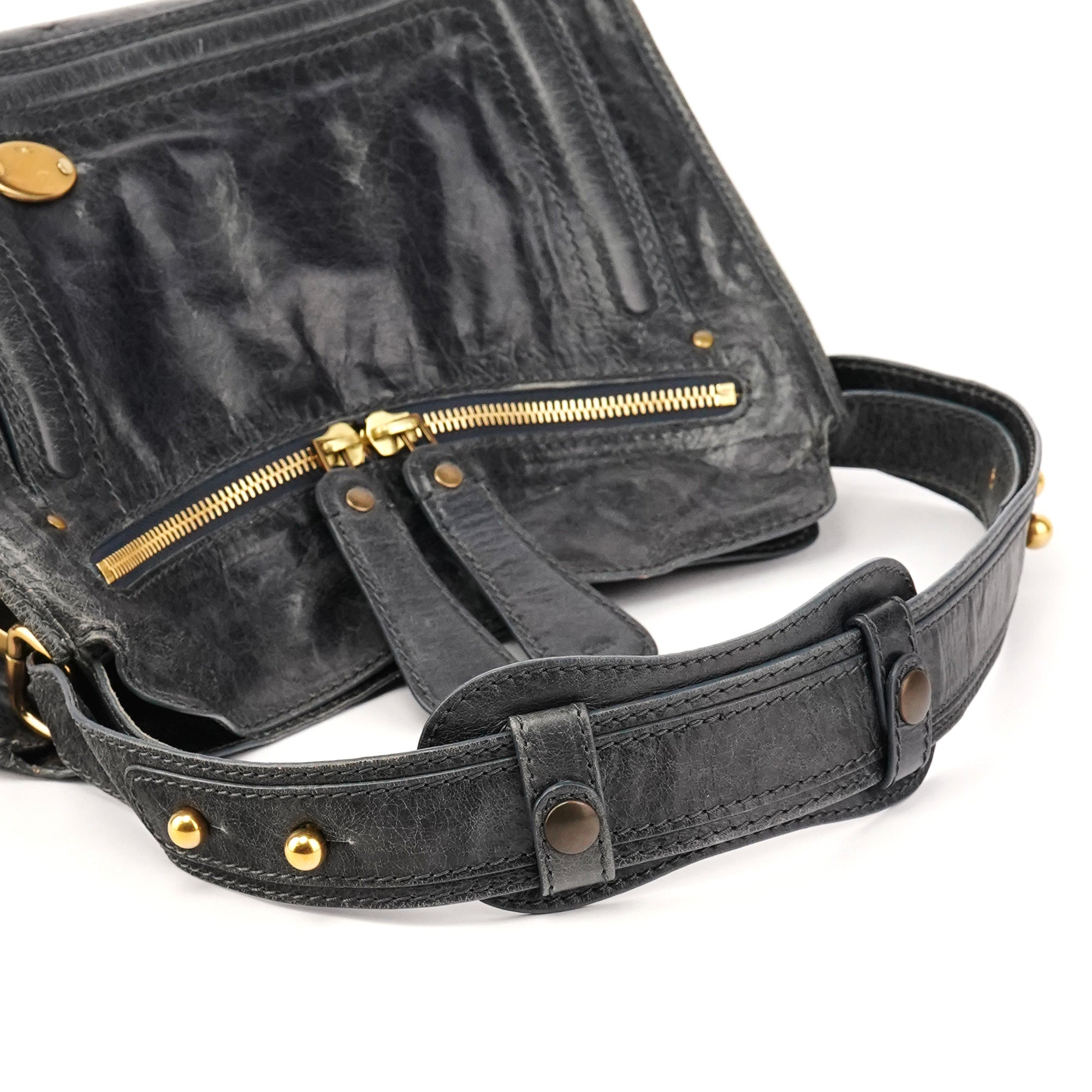 Chloé Anthracite Leather Bay Shoulder Bag