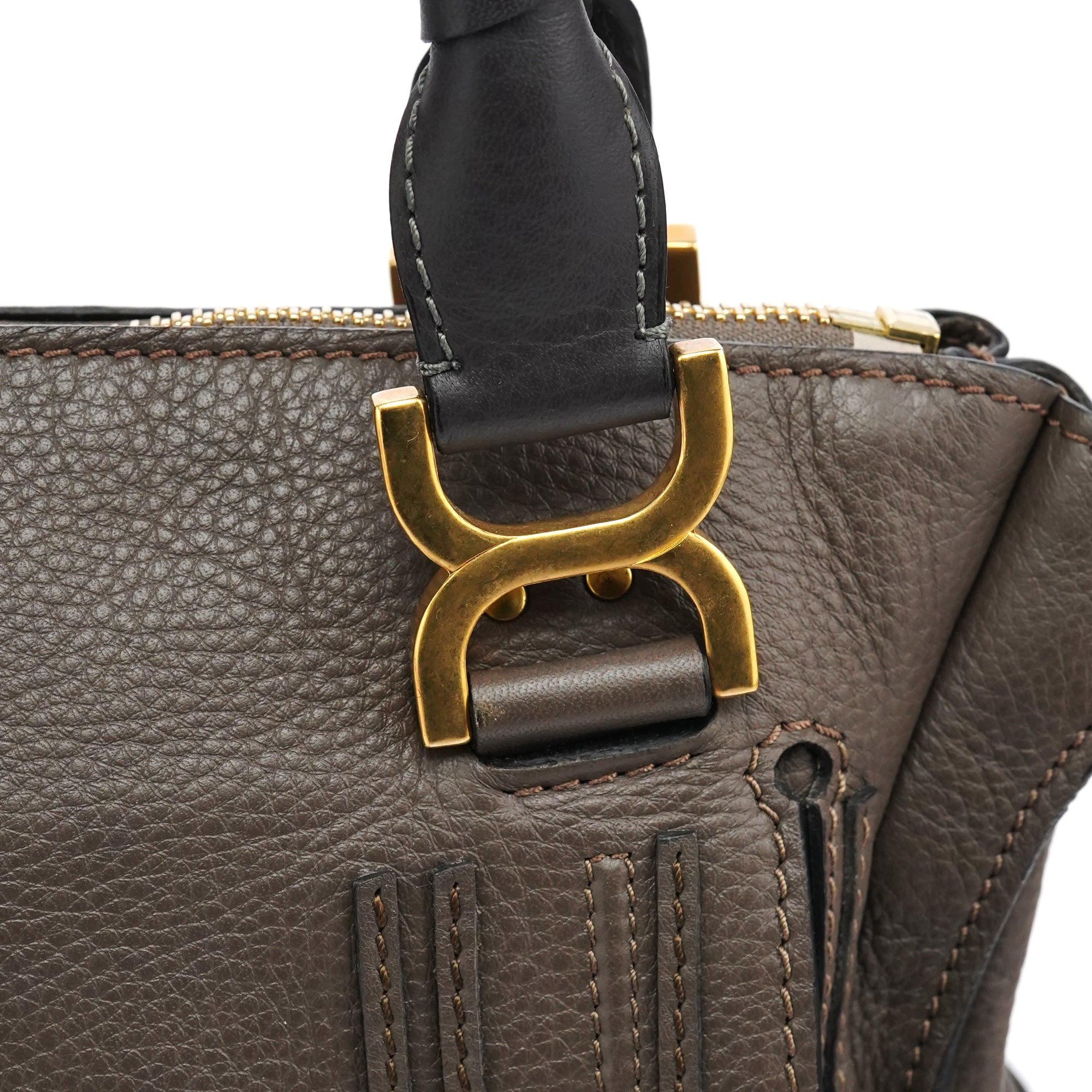 Chloe Anthracite Leather Marcie Shoulder Bag
