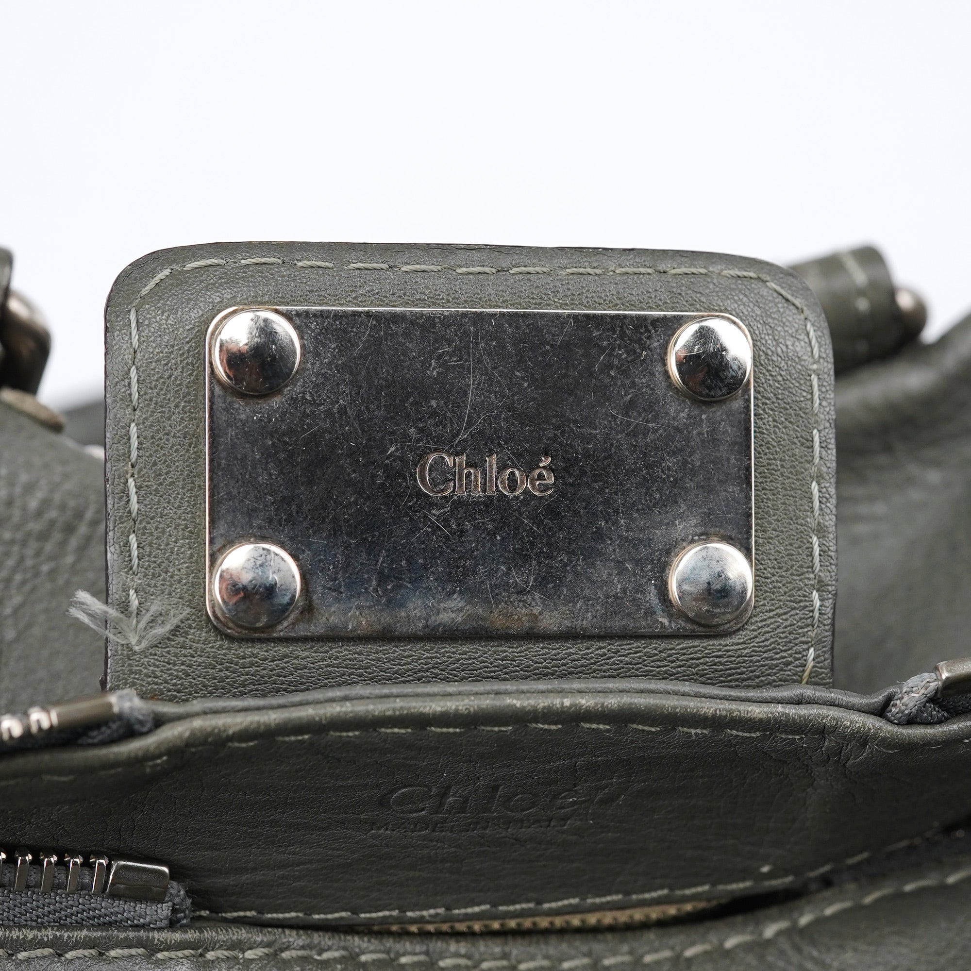 Chloé Paddington Schultertasche aus anthrazitfarbenem Leder