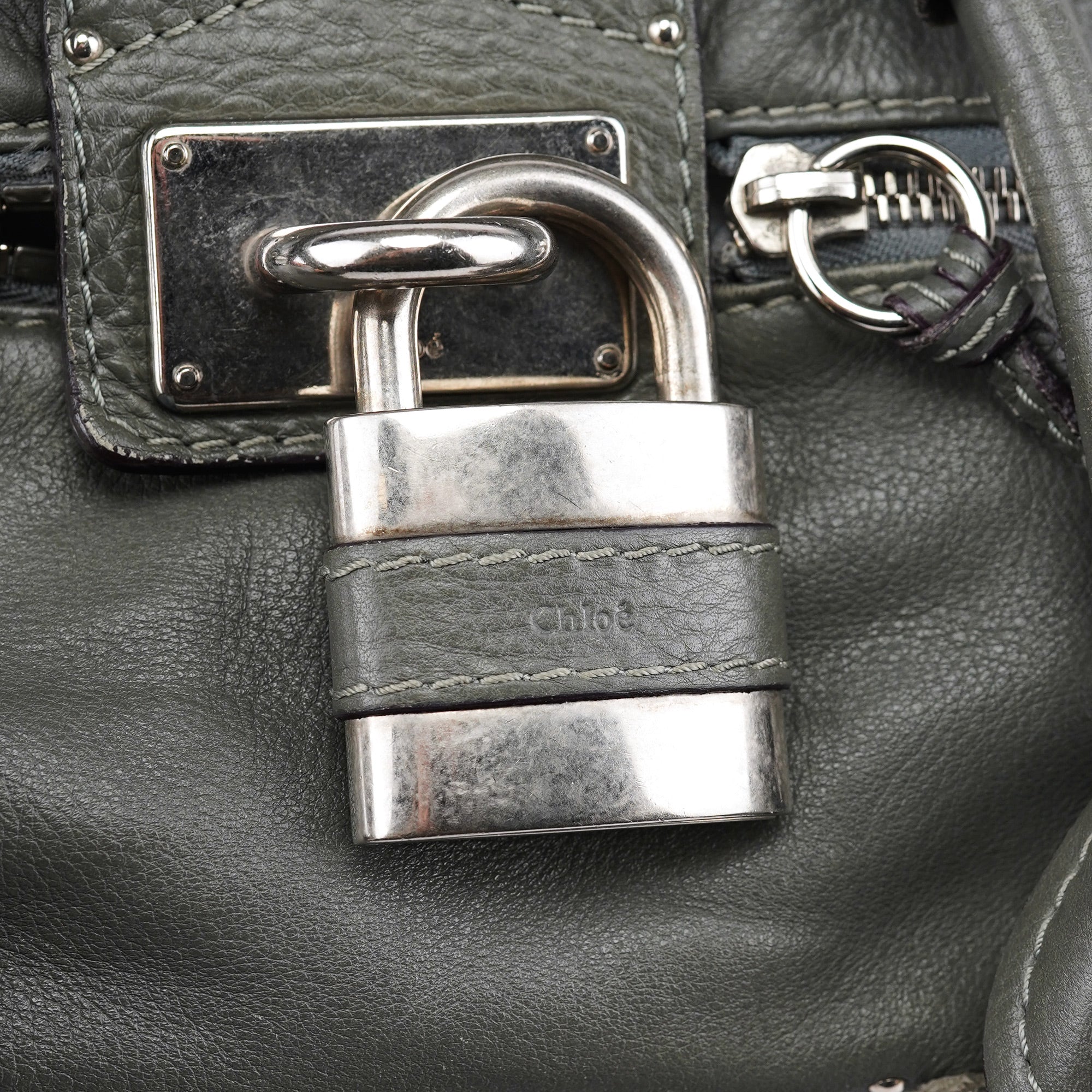 Chloé Paddington Schultertasche aus anthrazitfarbenem Leder