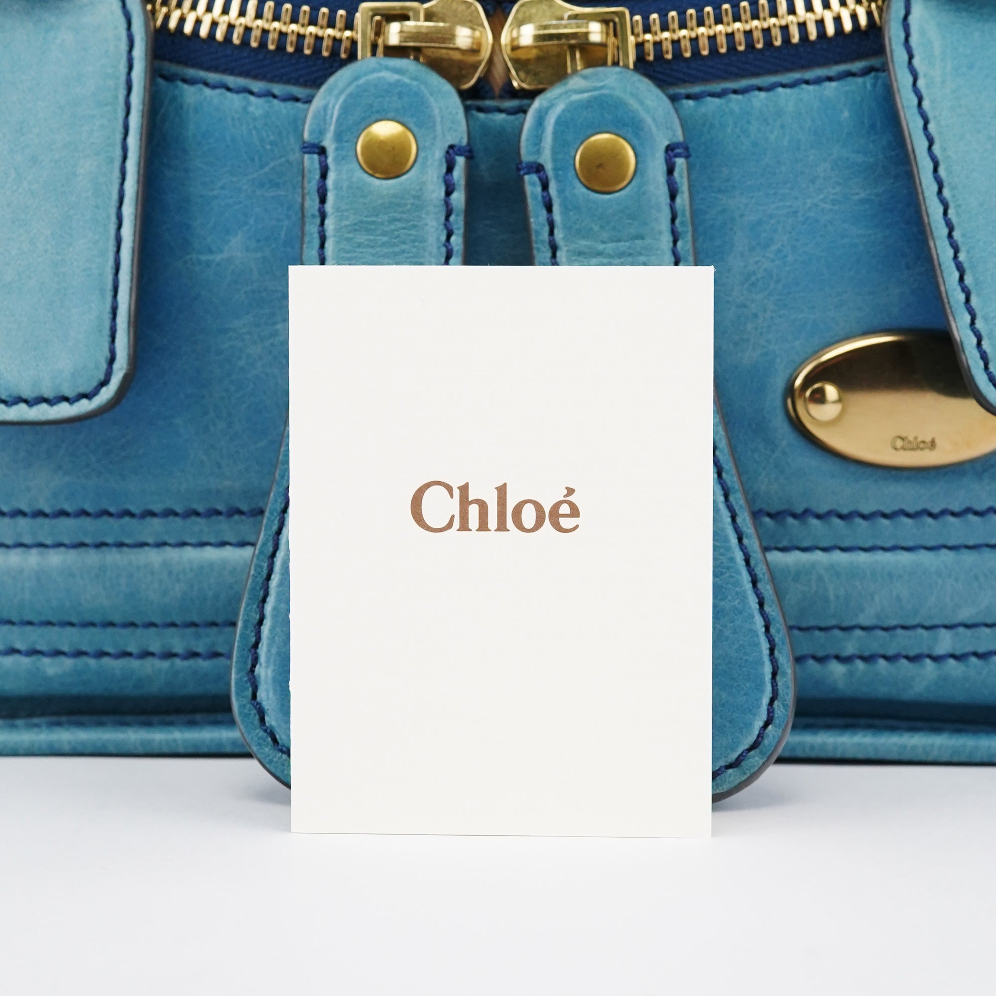 Chloe Baby Blue Leather Bay 2-Way Bag