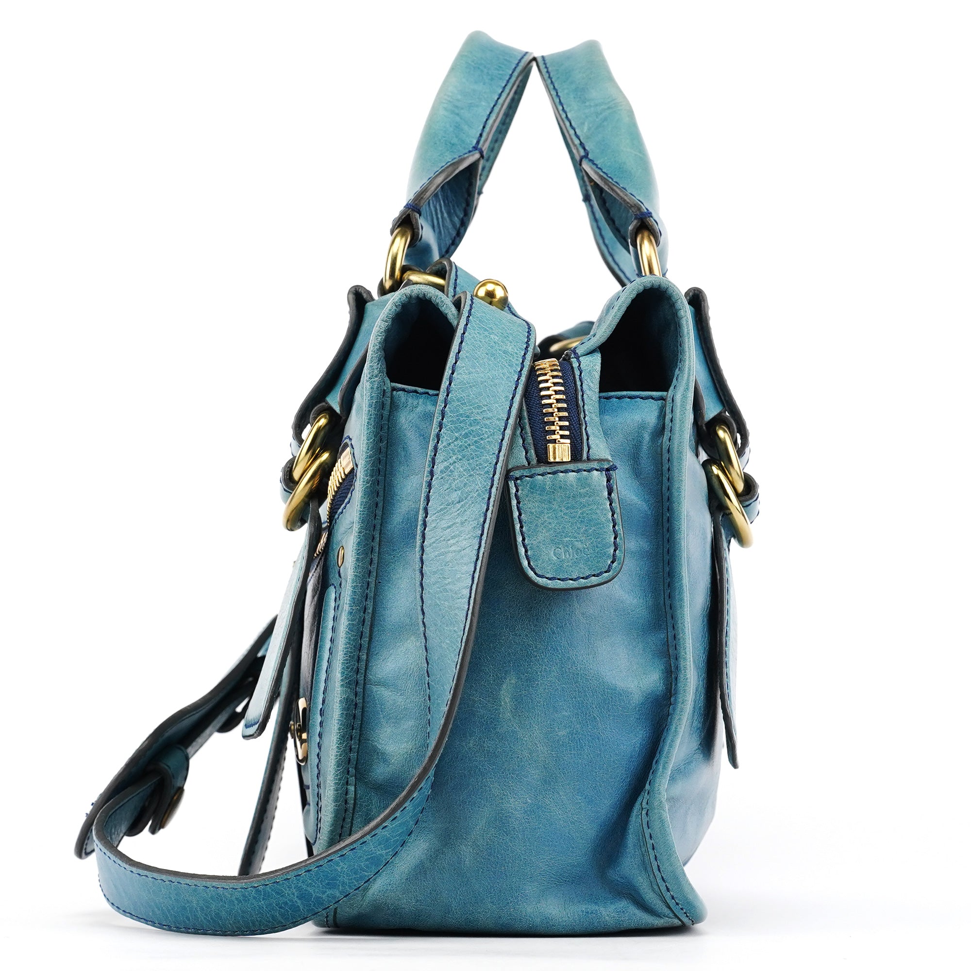 Chloe Baby Blue Leather Bay 2-Way Bag