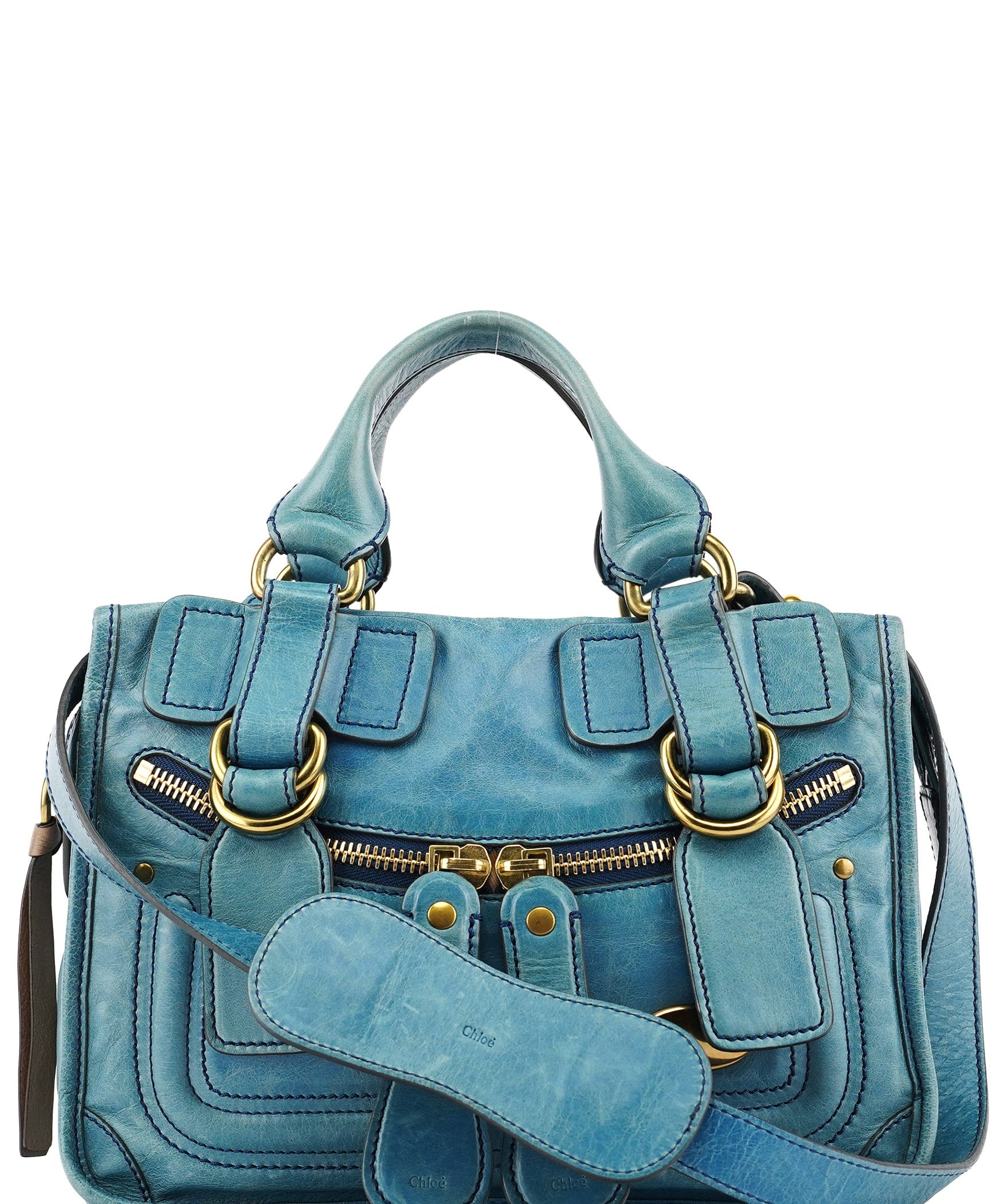 Chloe Baby Blue Leather Bay 2-Way Bag