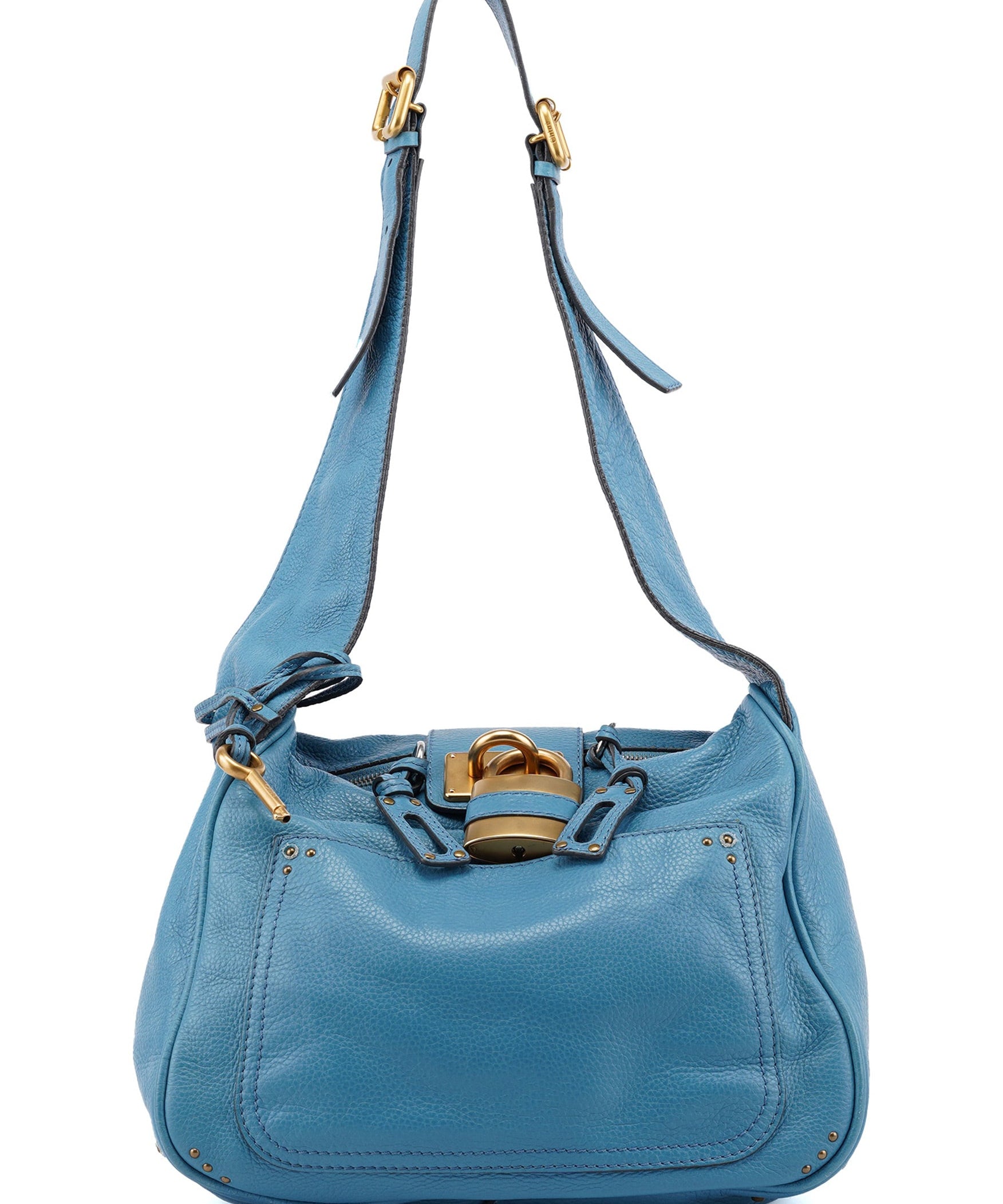 Chloe Baby Blue Leather Paddington Shoulder Bag