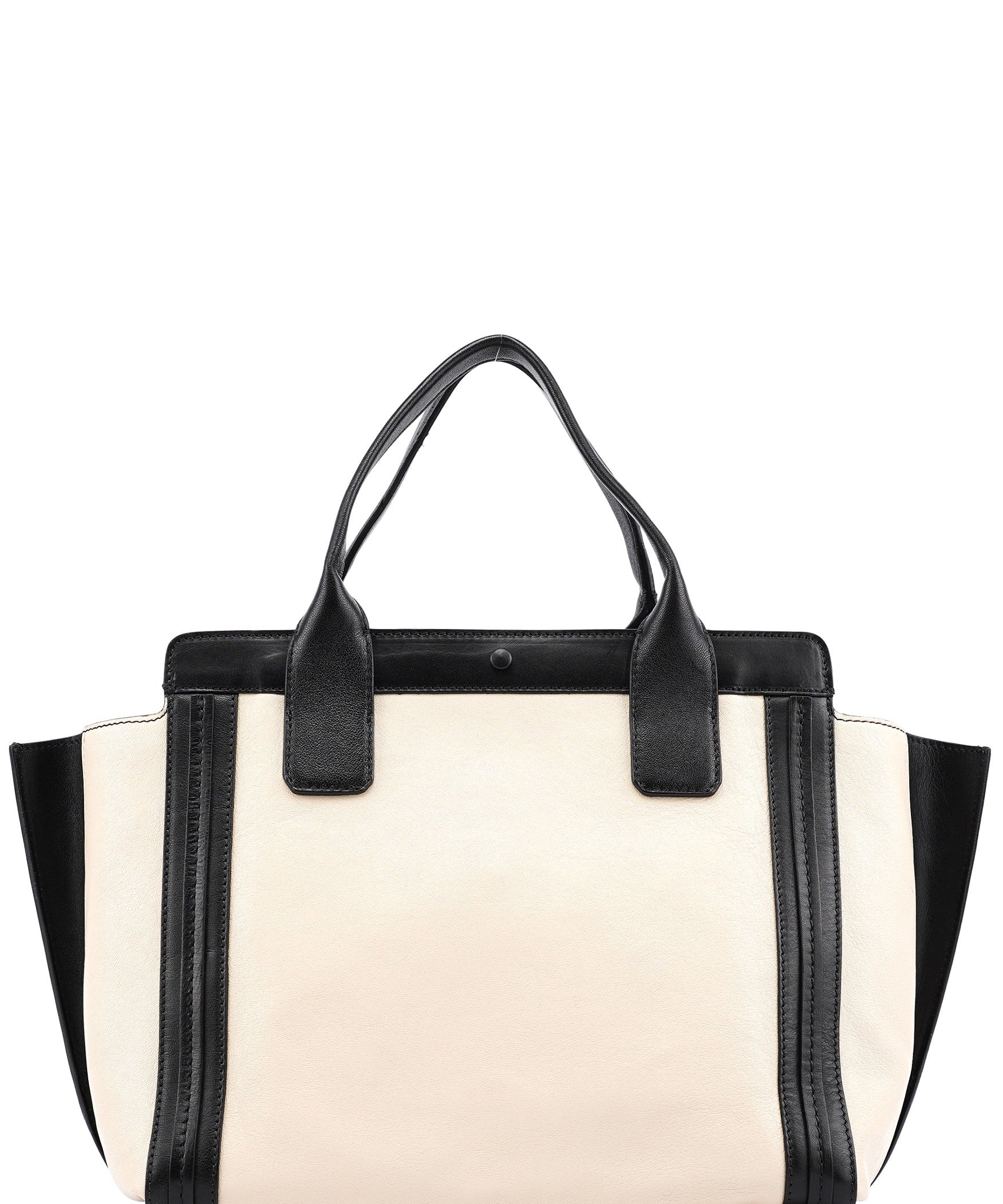 Chloe Beige Black Leather Allison Tote Bag
