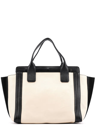 Chloe Beige Black Leather Allison Tote Bag