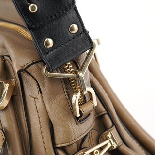 Chloé Beige Black Leather Paraty 2-Way Shoulder Bag