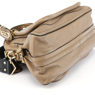 Chloé Beige Black Leather Paraty 2-Way Shoulder Bag