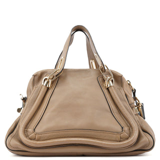 Chloé Beige Black Leather Paraty 2-Way Shoulder Bag