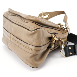 Chloé Beige Black Leather Paraty 2-Way Shoulder Bag