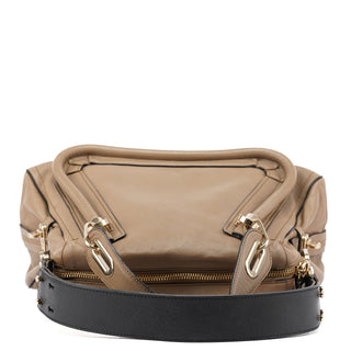 Chloé Beige Black Leather Paraty 2-Way Shoulder Bag