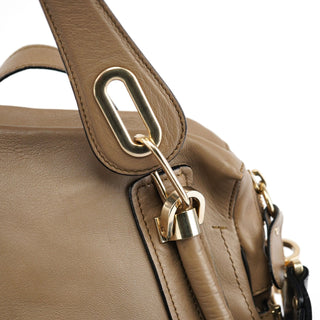 Chloé Beige Black Leather Paraty 2-Way Shoulder Bag