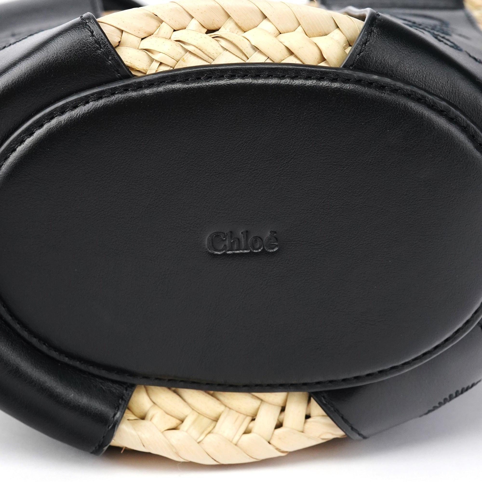 Chloé Borsa a cestino in rafia beige e nera