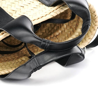 Chloe Beige Black Raffia 2-Way Basket Bag