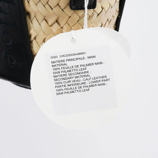 Chloe Beige Black Raffia 2-Way Basket Bag