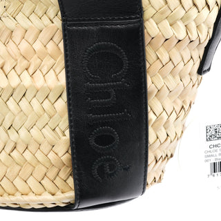 Chloe Beige Black Raffia 2-Way Basket Bag