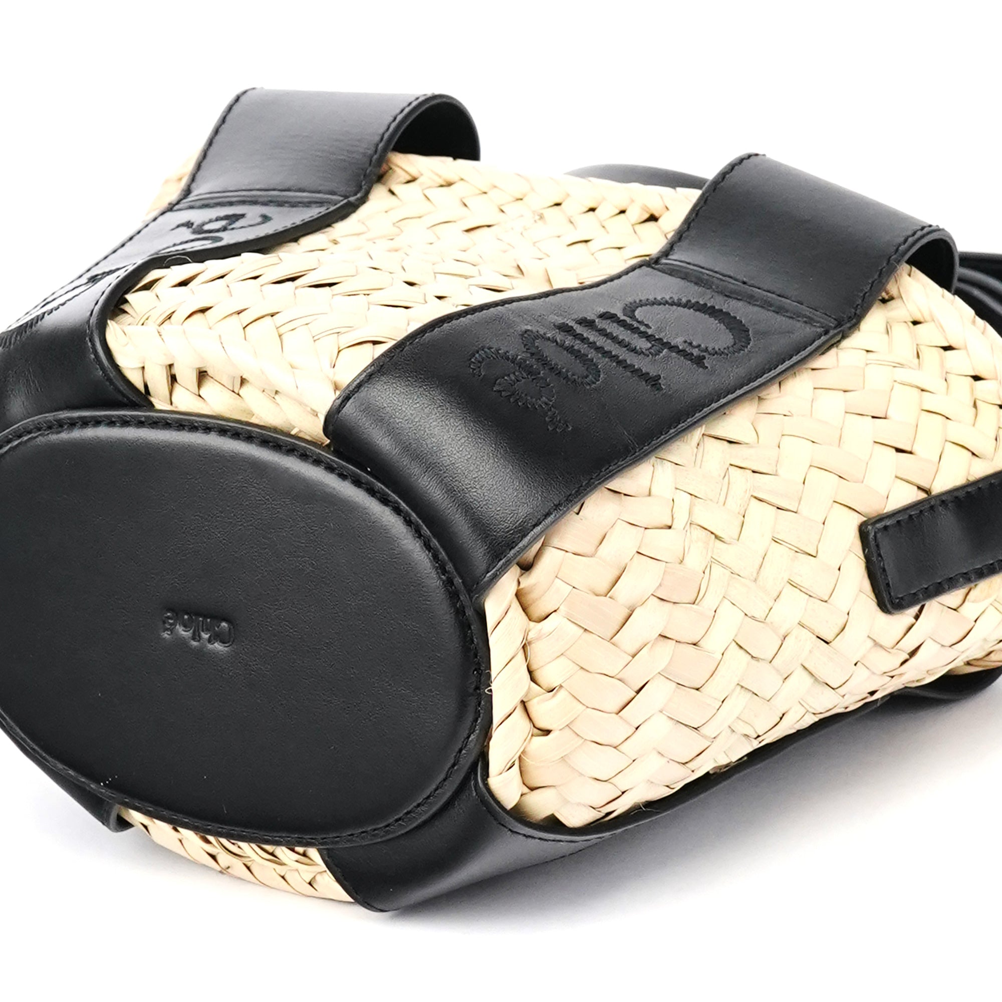 Chloé Borsa a cestino in rafia beige e nera