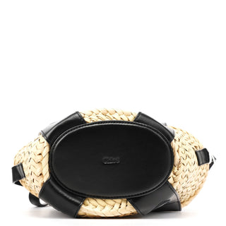 Chloe Beige Black Raffia 2-Way Basket Bag