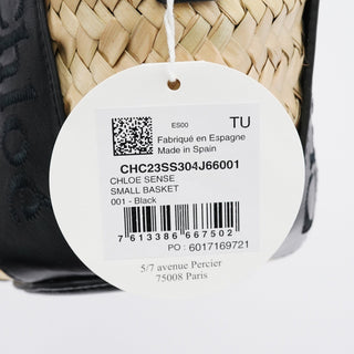 Chloe Beige Black Raffia 2-Way Basket Bag