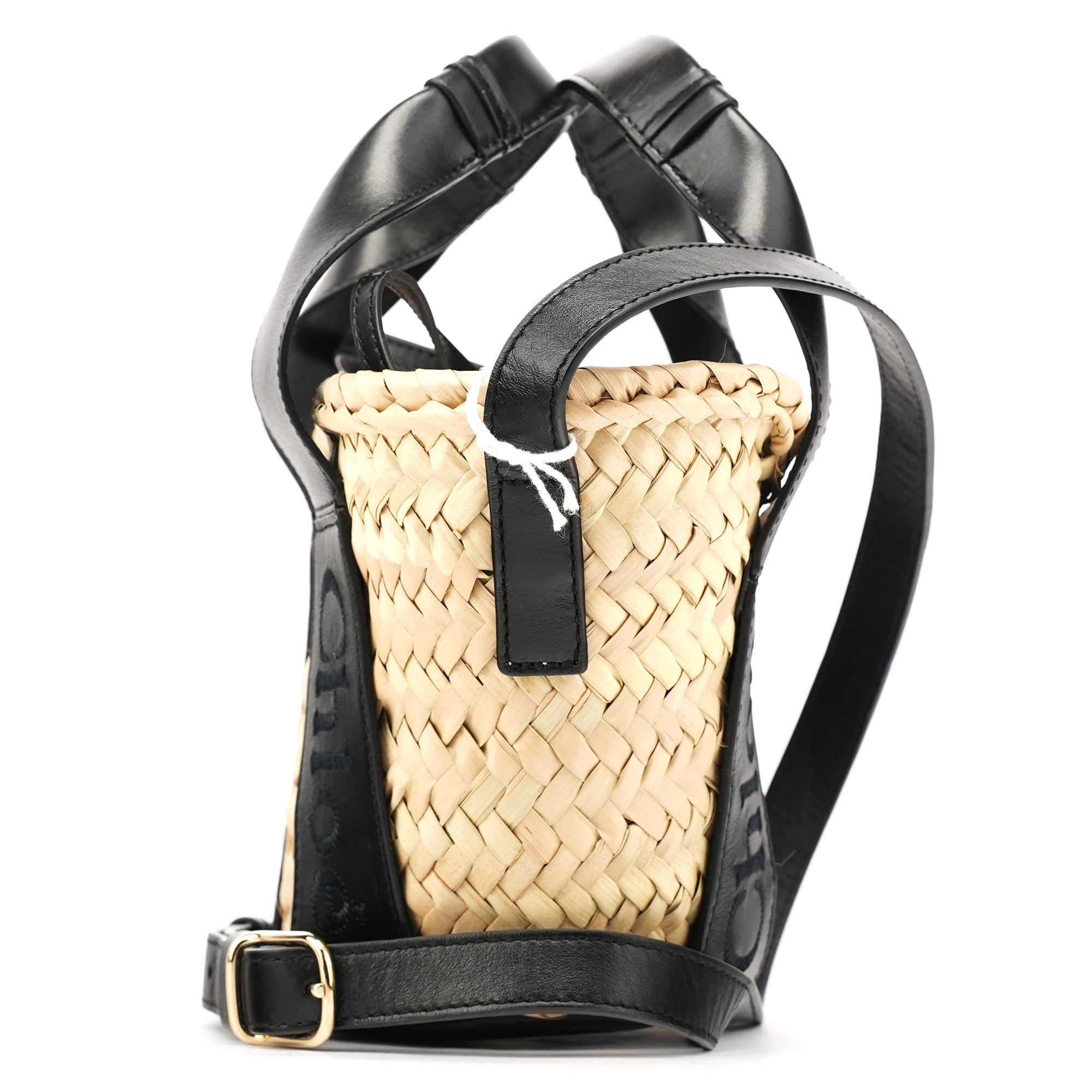 Chloé Borsa a cestino in rafia beige e nera