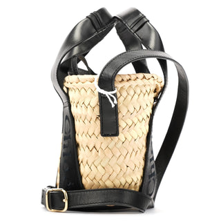 Chloe Beige Black Raffia 2-Way Basket Bag