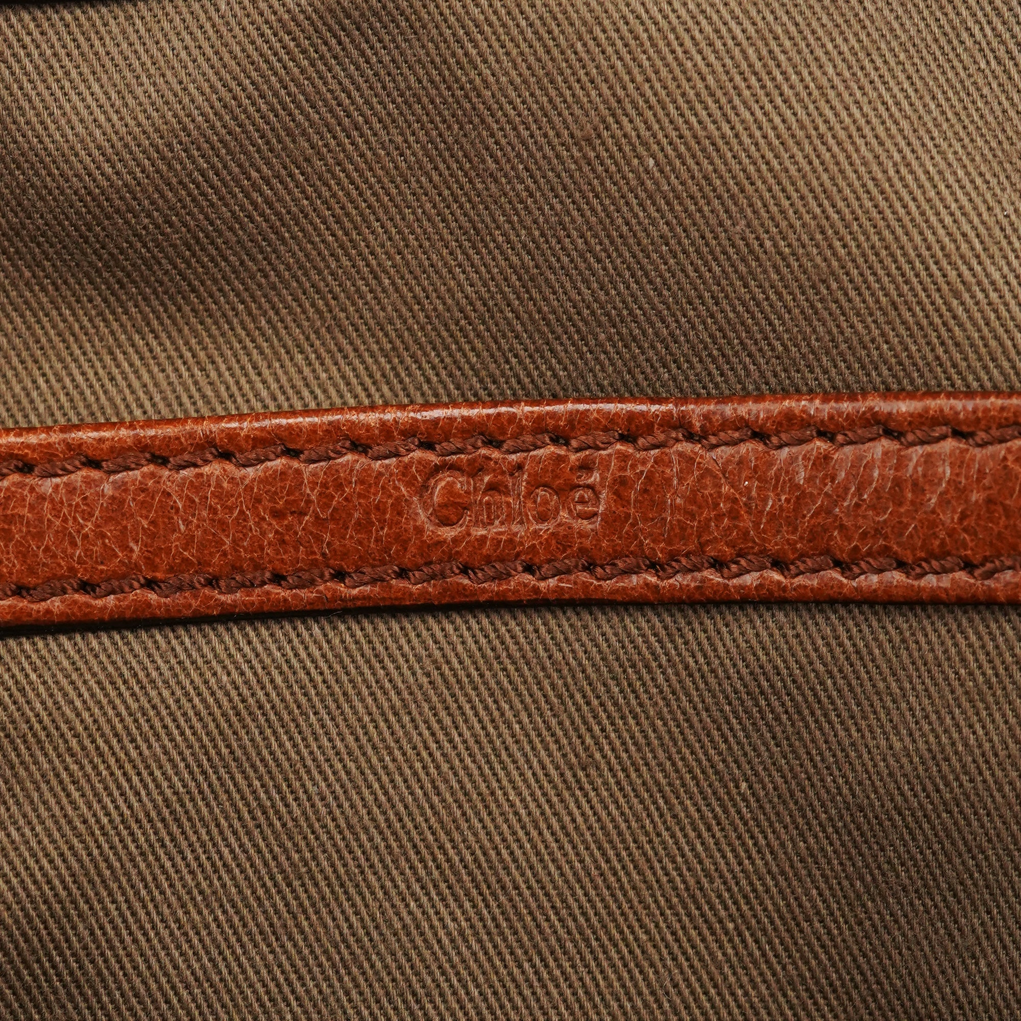 Chloe Beige Brown Canvas Leather Tote Bag
