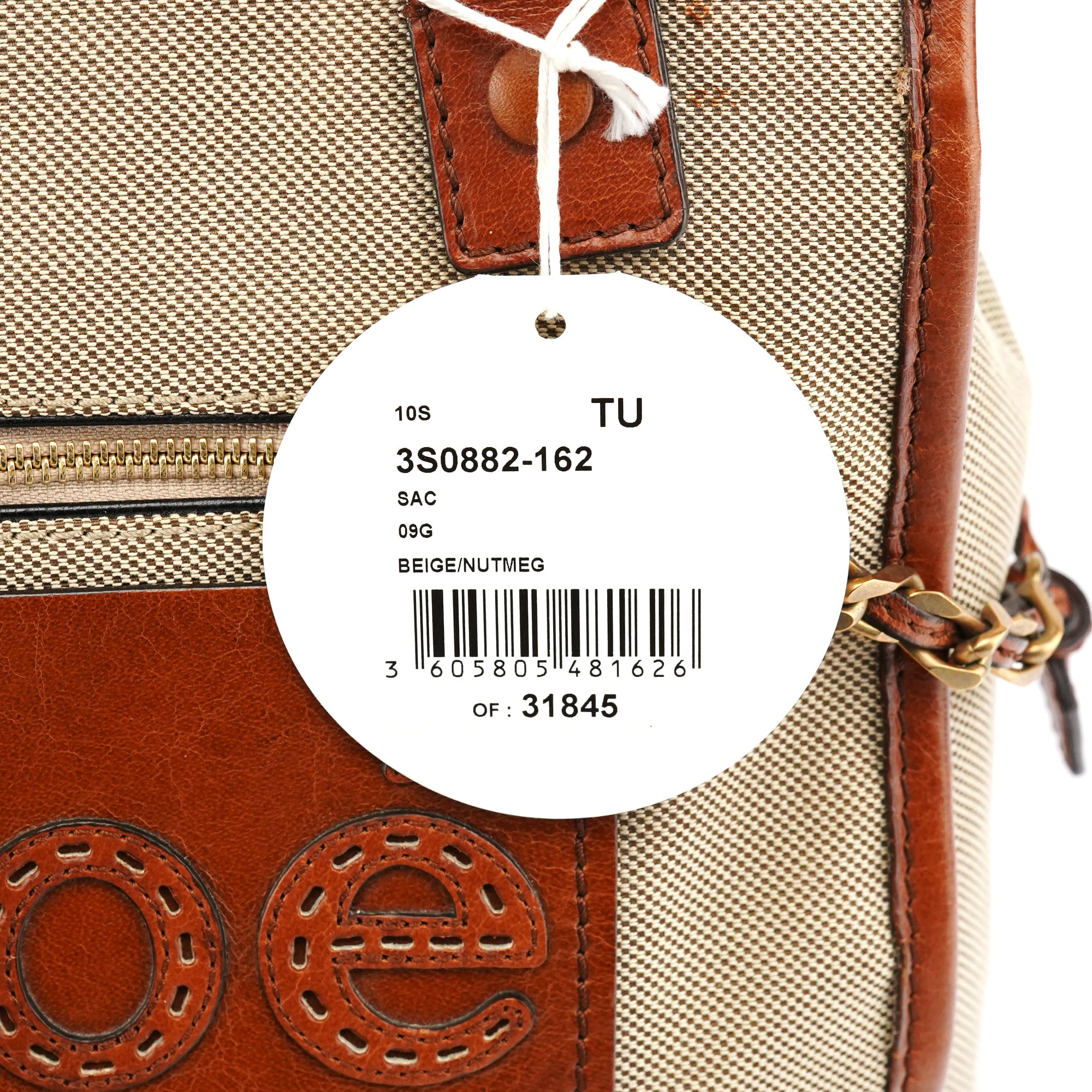 Chloe Beige Brown Canvas Leather Tote Bag