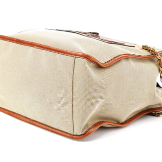 Chloe Beige Brown Canvas Leather Tote Bag