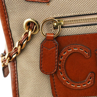 Chloe Beige Brown Canvas Leather Tote Bag