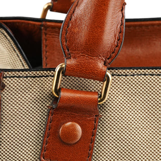 Chloe Beige Brown Canvas Leather Tote Bag