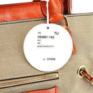 Chloe Beige Brown Canvas Leather Tote Bag