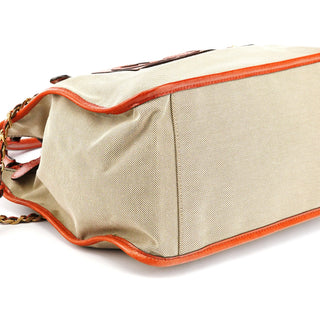Chloe Beige Brown Canvas Leather Tote Bag