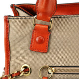 Chloe Beige Brown Canvas Leather Tote Bag